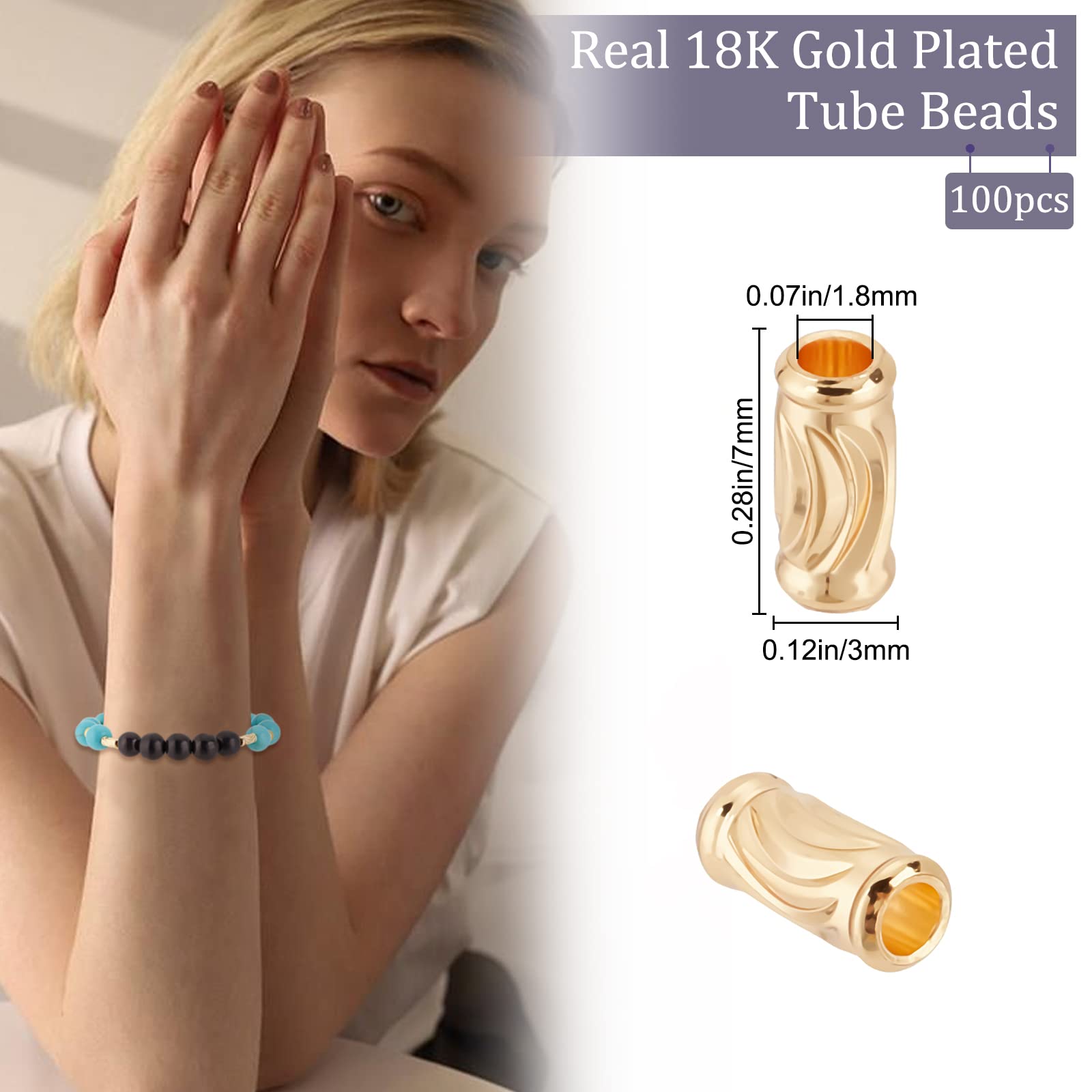 Beebeecraft 100 Perline Di Bloccaggio In Ottone Placcato Oro 14K – Rotonde, 5x3,5 Mm, Per Bracciali E Collane, Fai-da-te Gioielli