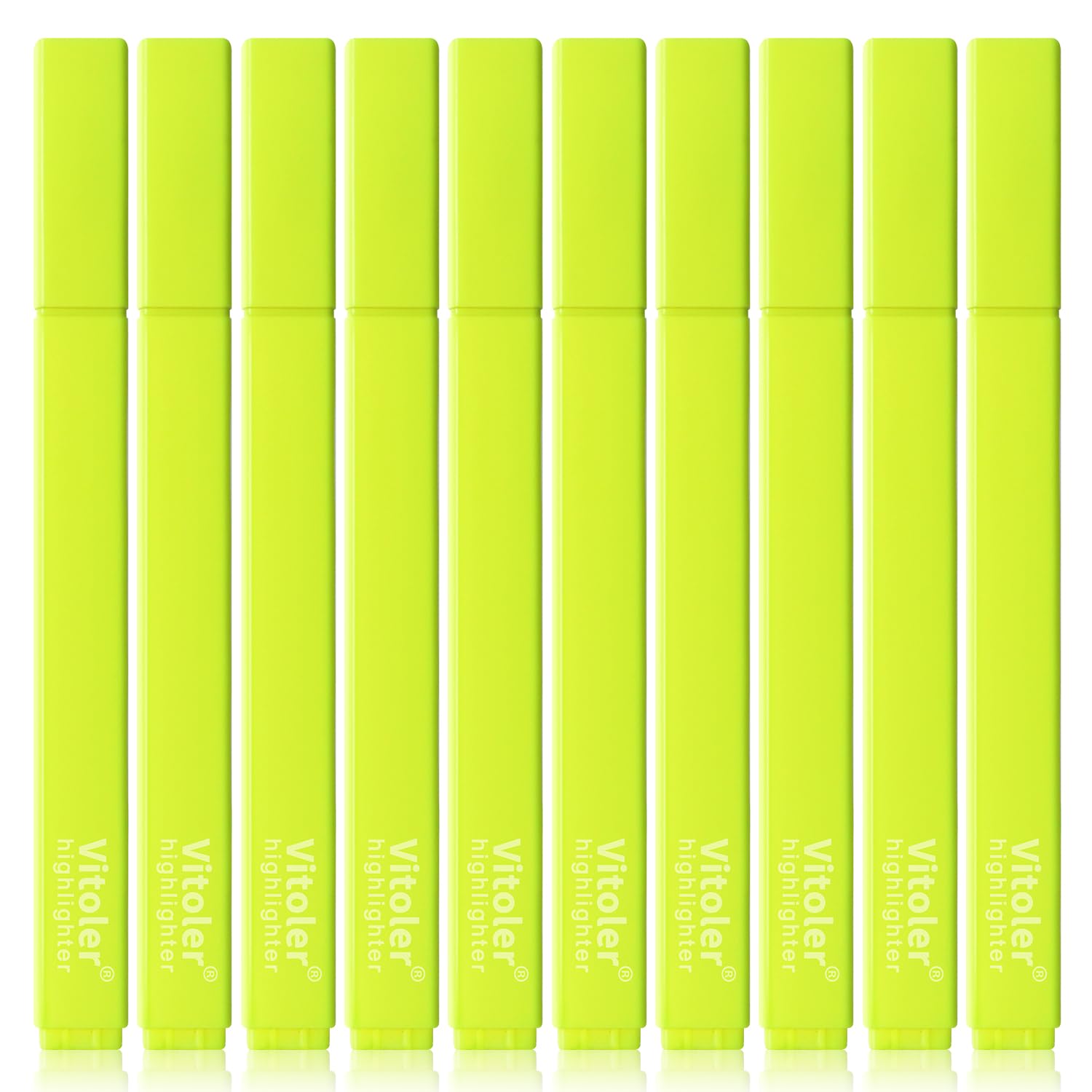 Vitoler Resaltadores amarillos fluorescentes, paquete de 10 resaltadores de punta de cincel de color brillante para adultos y niños en el hogar, la escuela y la oficina