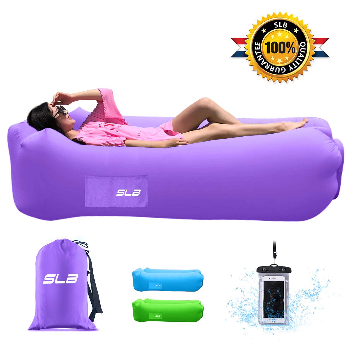 Aamina Fast Inflatable Beach Air Lounger Bed Soft And Pillow Nylon