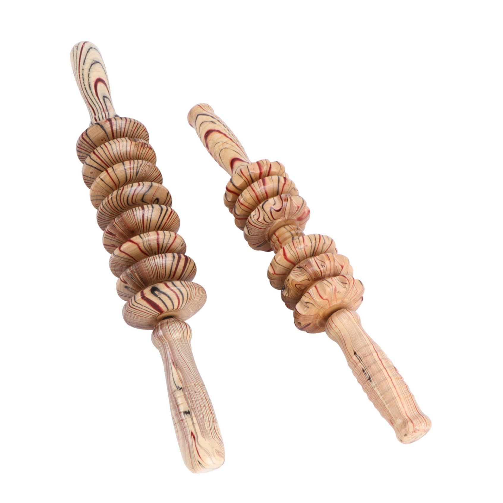 Holz Massageroller 2 Stück mit Neun Rollen für Bauch und Hüfte