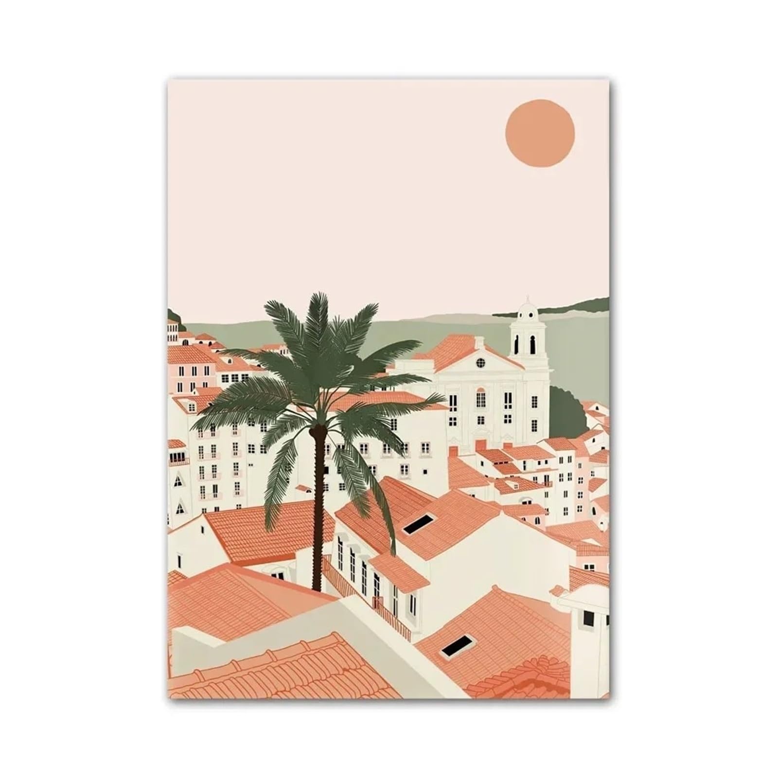Xenite H Wall Art Canvas Prints Abstract Santorini Building Moroccan Door Wall Art Canvas Painting Nordic Posters And Prints Wall Pictures For Living Room Decor(,40X50cm)