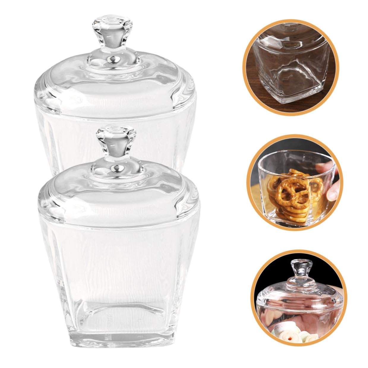 TOYANDONA 2 Stück-pack Glasbehälter mit Deckel 260ml für Snacks und Kekse aus Glas mit Abdichtung und Feuchtigkeitsschutz im Einfachen Stil
