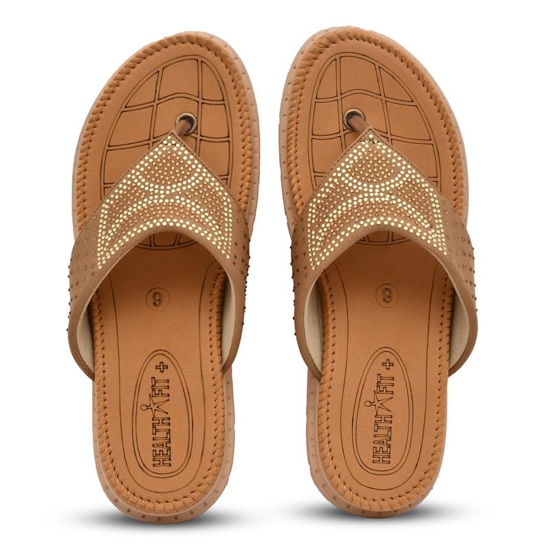 Image of HEALTH FIT Diabetic & Orthopedic with Super Extra Soft Ortho Care Anti-Skid Doubleu Flip-Flops for women Slippers /Doctor Chappal & Footwear HF329