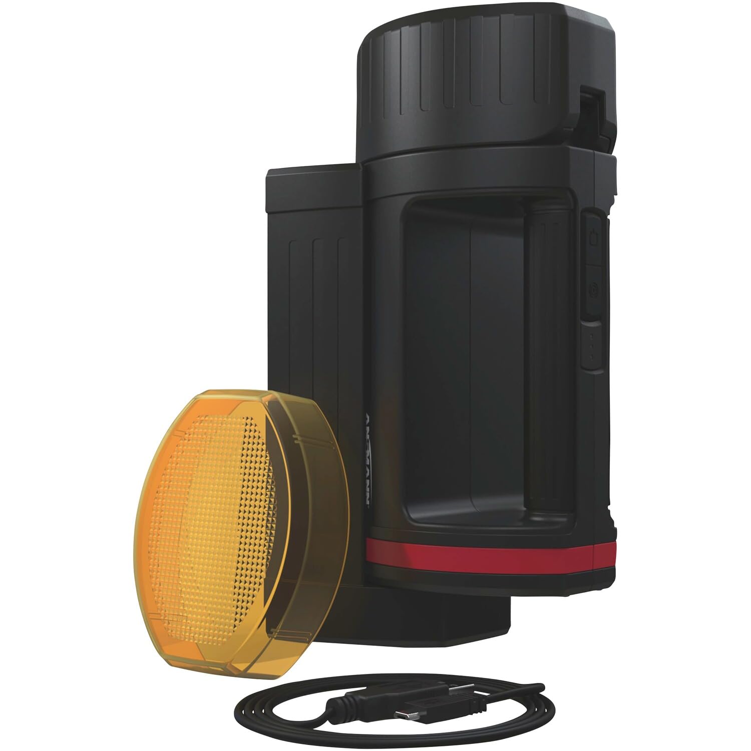 ANSMANN Lámpara de trabajo LED de 400 lúmenes y cabezal de lámpara ajustable, regulable, resistente a los golpes y recargable mediante USB, 5 W, HS5R como lámpara de taller o iluminación de emergencia