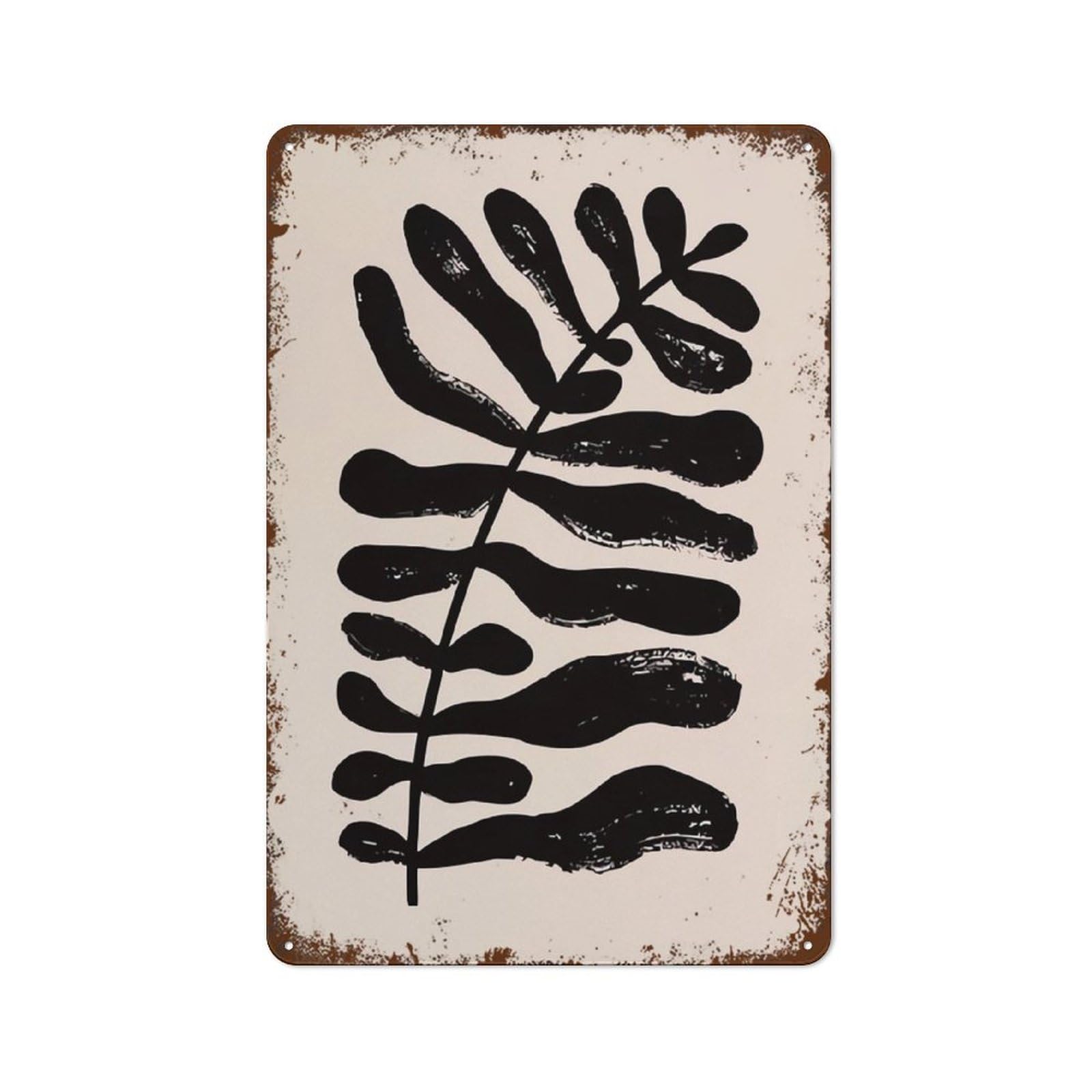 Black Cream Floral Abstract Farmhouse Retro Wall Art Sign 8x12 inch
