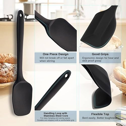 Miniatura 3 de Juego de 6 espátulas de silicona de grado alimenticio con cepillo de silicona, resistente al calor, sin BPA, espátula de cocina de goma para raspar,