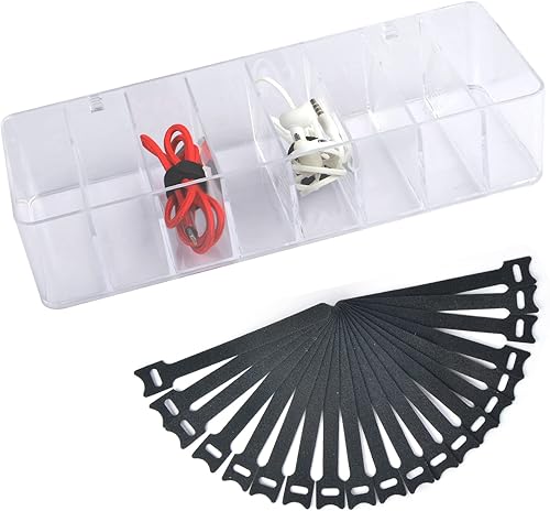Organizador de acrílico para artículos electrónicos, caja de almacenamiento de cables transparente de 8 secciones, soporte para organización de