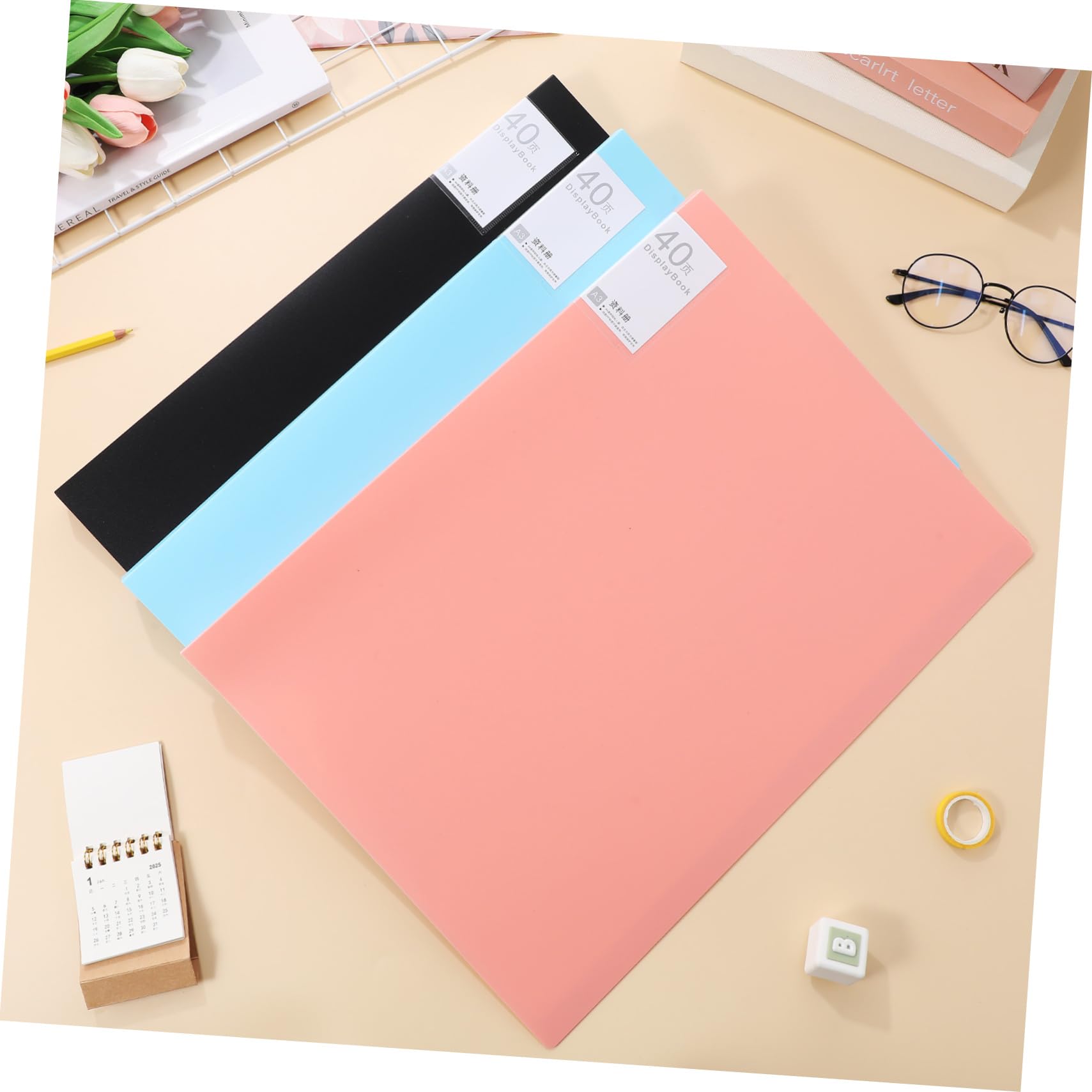 PartyKindom Präsentationsordner und 3 Stück-pack aus Kunststoff Große Kapazität mit 40 Seiten Klarsichthüllen Elegantes Design zur Dokumentenorganisation für Büro und Meetings