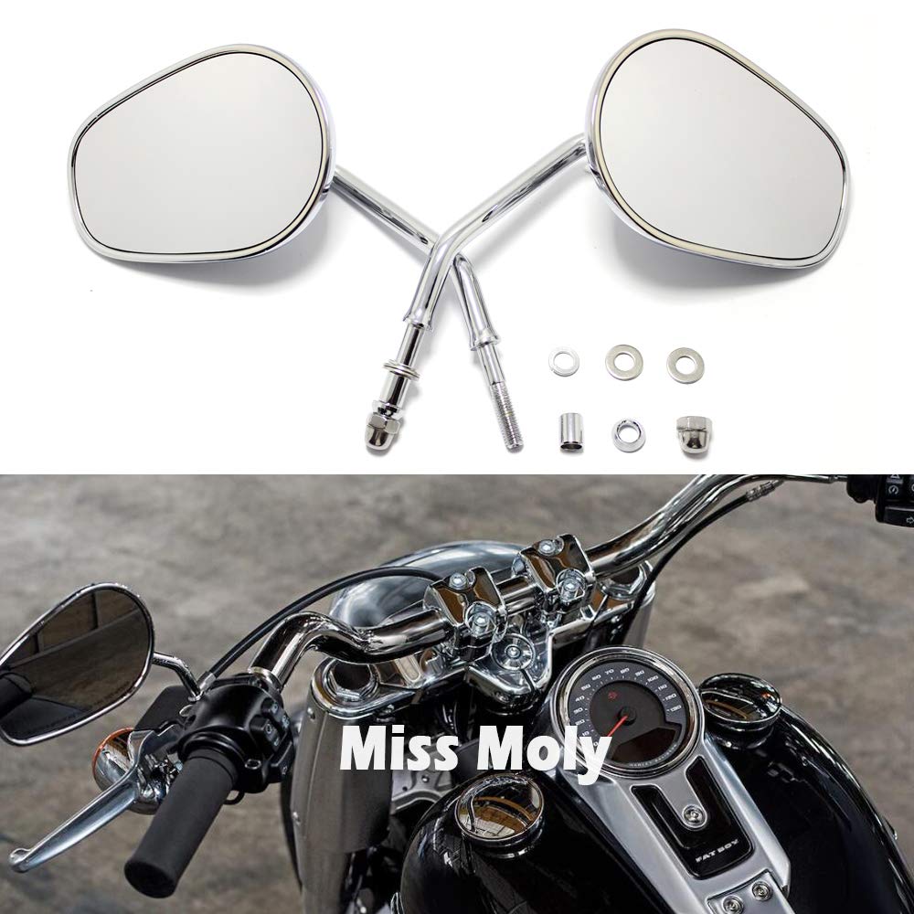 8mm Rétroviseurs de Moto pour Sportster 1200 XL883 Dyna Softail Breakout Road Glide Rocker(#2-Chrome)