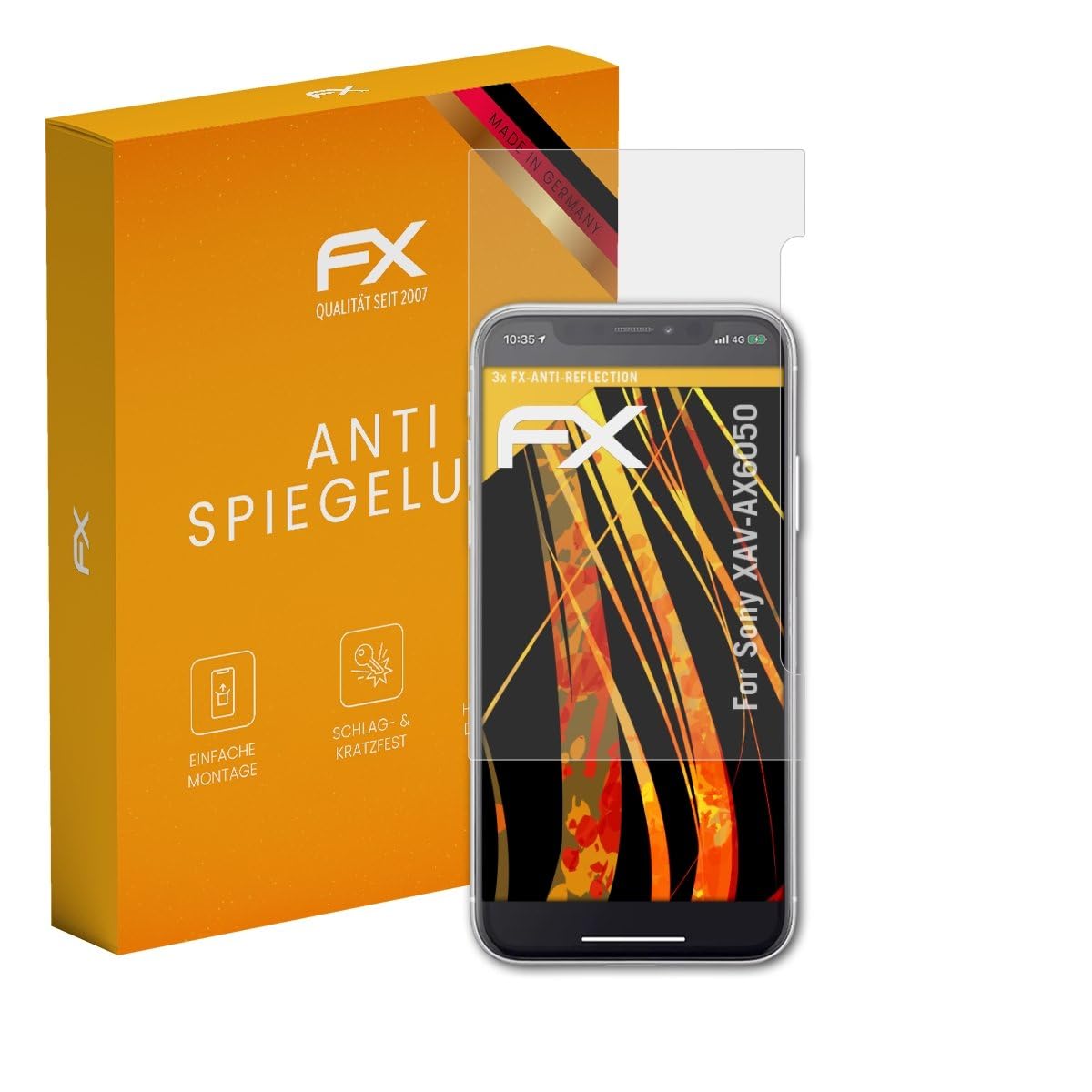atFoliX Screen Protector compatible with Sony XAV-AX6050 Screen Protection Film, anti-reflective and shock-absorbing FX Protector Film (3X)