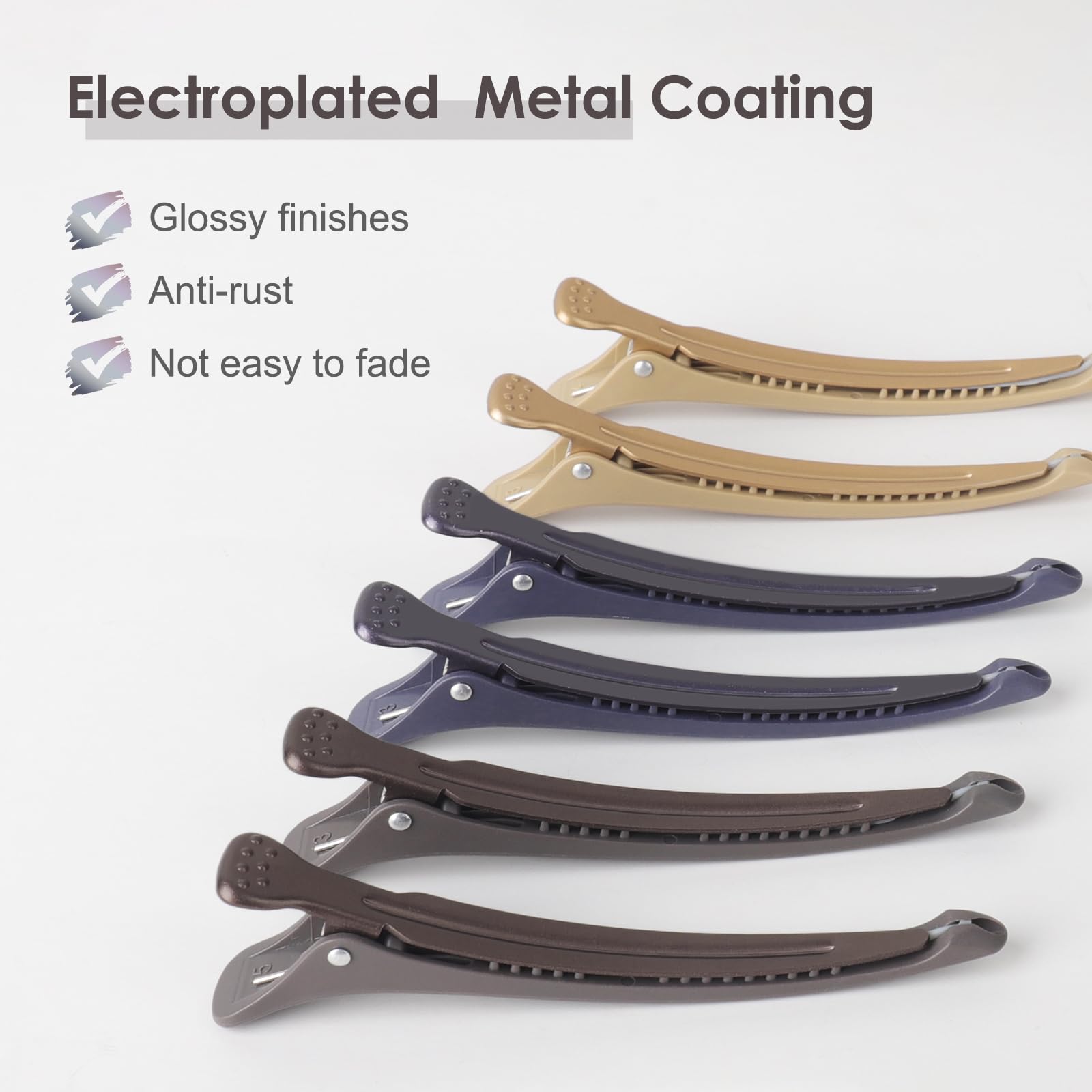 AIMIKE 6pcs Hair Styling Clips - Salon Sectioning & Cutting Clips with Silicone Band, No Crease Duck Billed Design - Image 2