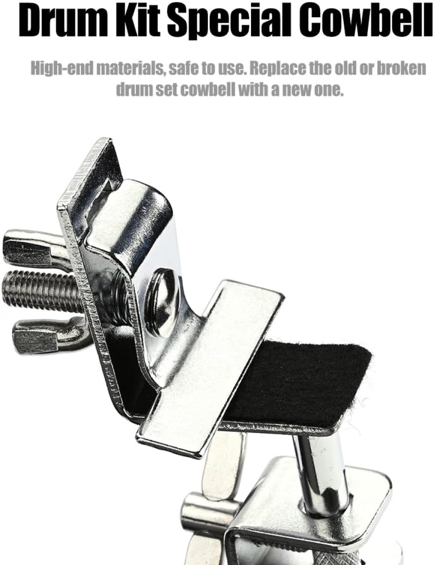 Cowbell Drum Set Accessory with Cowbell Clamp, Reliable Percussion Instrument Kit for Professional Drum Sets, Special Cow Bell Mount for Musical Performance