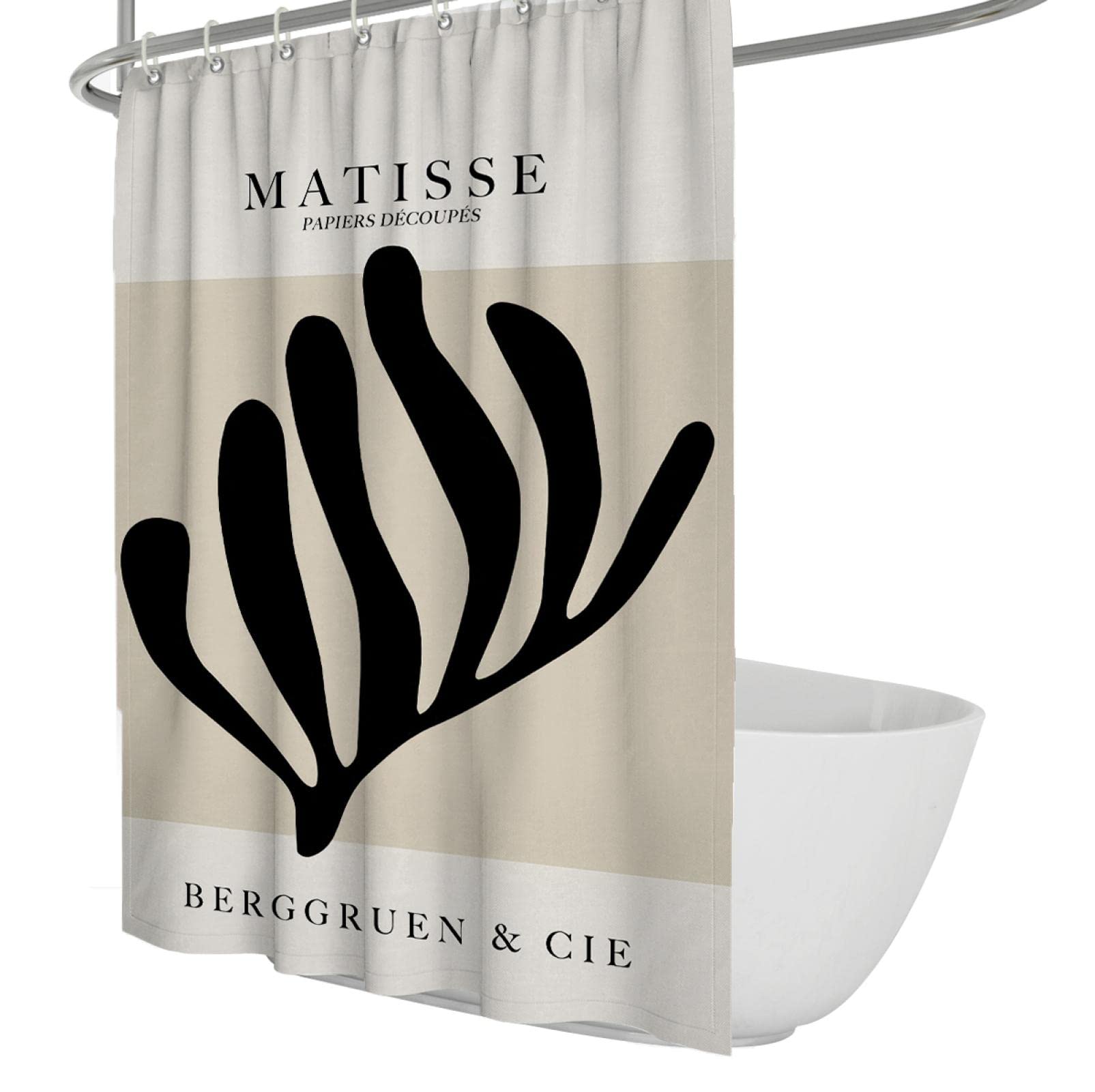 Henri Matisse Kunst dekorative Duschvorhänge für Badezimmer Schwarz Wasseralgen Muster Retro Gemälde Duschvorhang Hotel Rv Spa Vorhänge 220x183cm