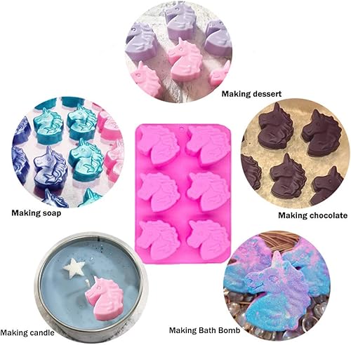 Miniatura 3 de Palksky Moldes de silicona para jabón de 6 cavidades/molde de bomba de baño, moldes de jabón de Navidad para hacer jabón, pudín, pan, brownie, pan