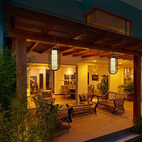 Miniatura 4 de Faroles solares grandes para exteriores, luz colgante impermeable, luces LED de jardín, alimentadas por energía solar, lámpara de mesa retro de