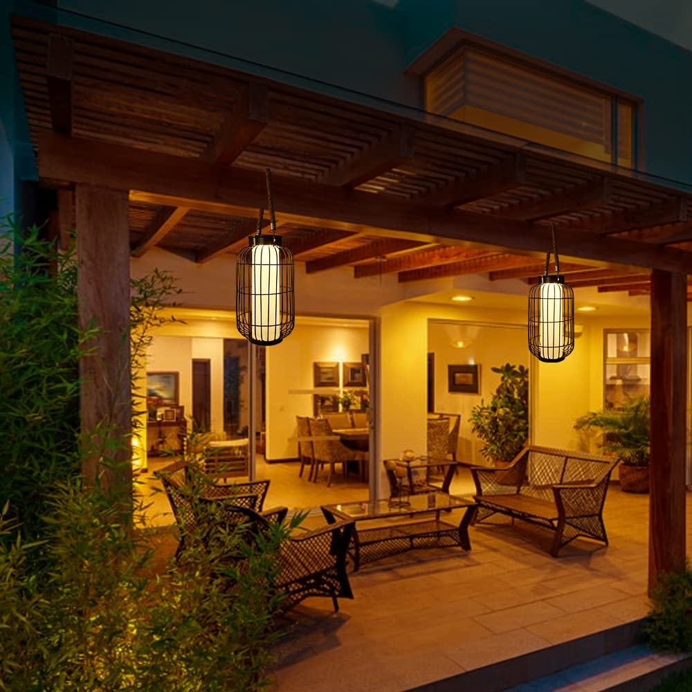 Solarlaterne für den Außenbereich, hängende Solar-Tischleuchten, LED-Gartenleuchten, Retro-Metall-Hängelampe, wasserdicht, für Weg, Garten, Terrasse, Veranda, Rasen, Weg, Gehweg, dekorativ (Style1)