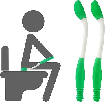 Toilet Aids for Wiping, 2 Pack Long Reach Comfort Butt Wiper Tool 15.7", Bottom Wiping Aid for Disabled, Elderly,Overweight, Pregnant & Limited Mobility, Reusable and Easy to Clean