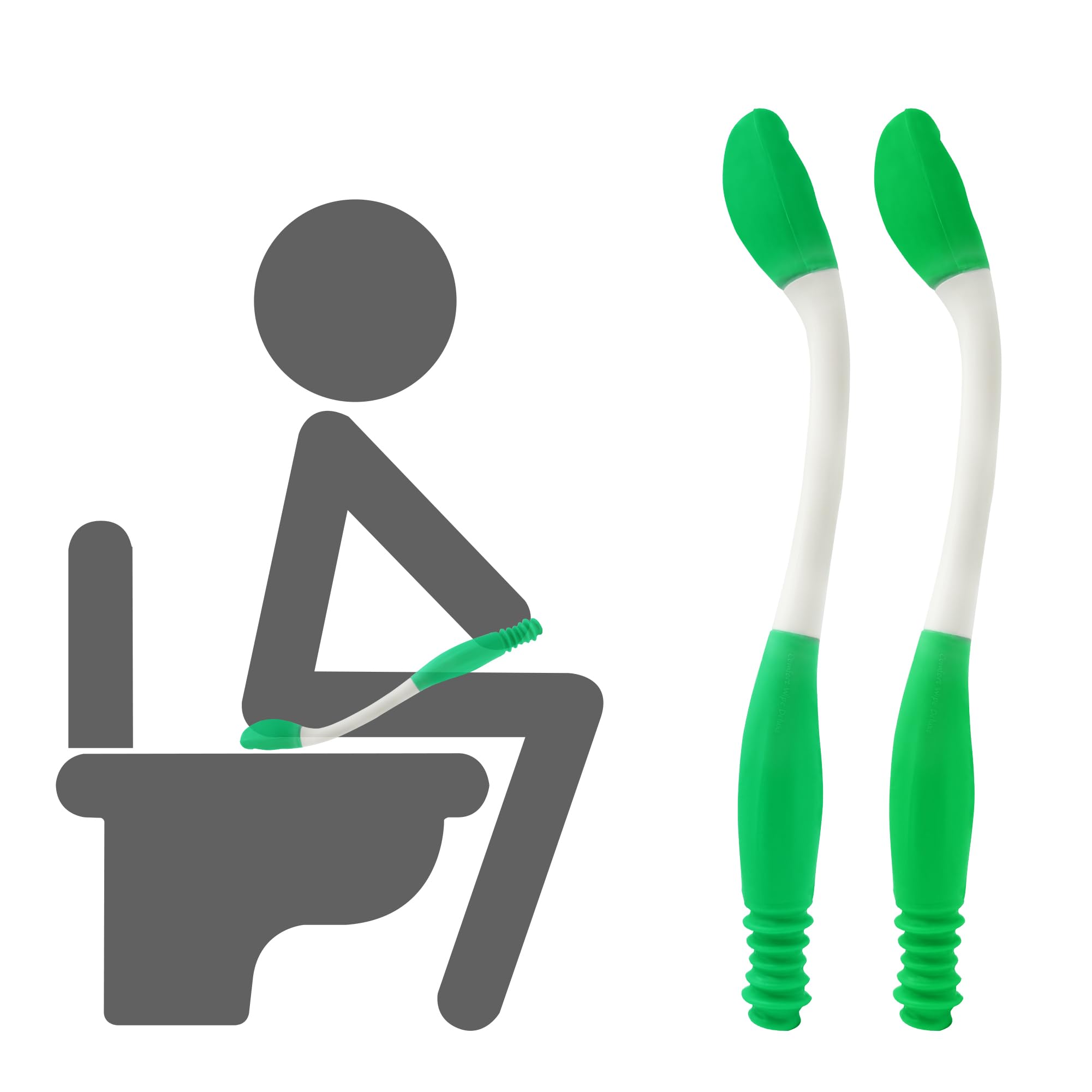 Toilet Aids for Wiping, 2 Pack Long Reach Comfort Butt Wiper Tool (15.7"), Bottom Wiping Aid for Disabled, Elderly,Overweight, Pregnant & Limited Mobility, Reusable and Easy to Clean