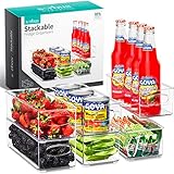 Sorbus Stackable Refrigerator Organizer Bins - Clear Storage Bins for Kitchen Pantry, Freezer & Fridge Organization - Food Organizing Plastic Containers with Handles for Countertops & Drawers (6 Pack)