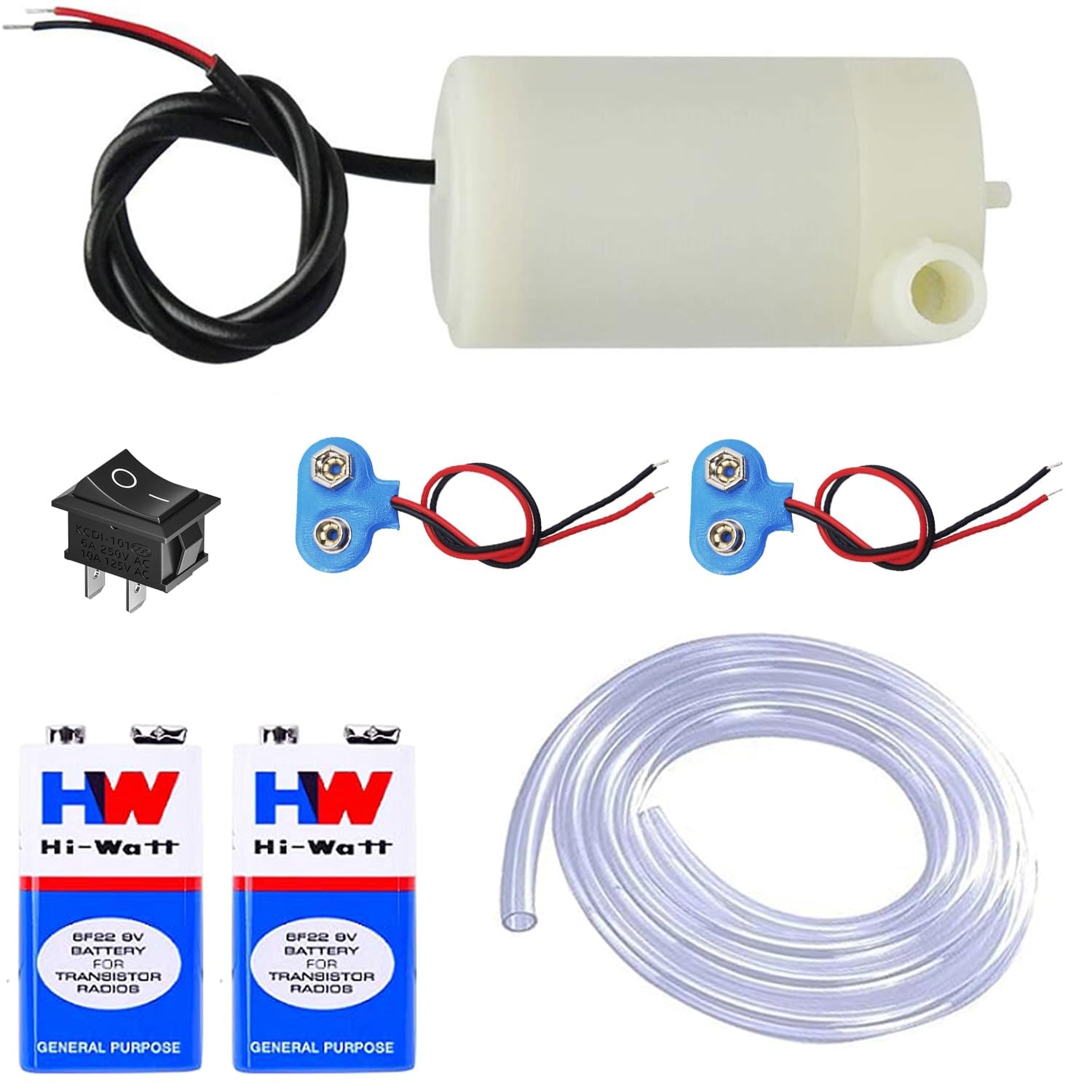 SP Electron DC 3-6V Single Nozzle Submersible Pump Mini Water Pump & 2 Pcs 9V Battery with Connector, Switch & Pipe for Science Experiment Educational Kit-image-3