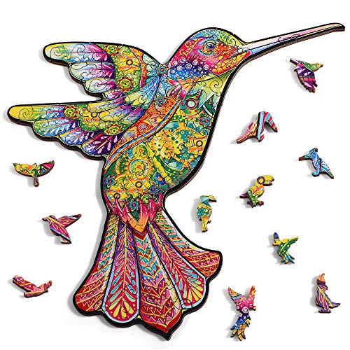 BananMelonBM Hummingbird Wooden Puzzles for Adults, 108 PCS Animal Unique Shaped Wooden Jigsaw Puzzles - 7.55 x 10.78 Inches, Creative Gift for Teenagers and Adults