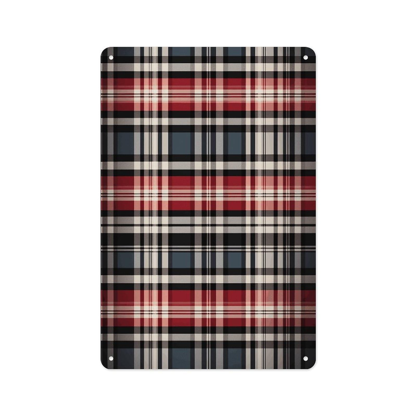 Fekiloot Style Old Plaid Checkered Wall Decor Metal Signs Tin Signs Poster