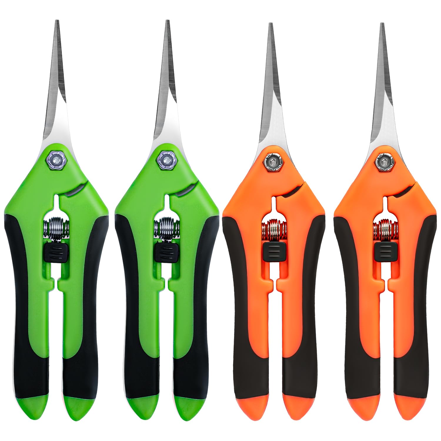 4 Pack Garden Shears Stainless Steel Pruning (Orange/Green)