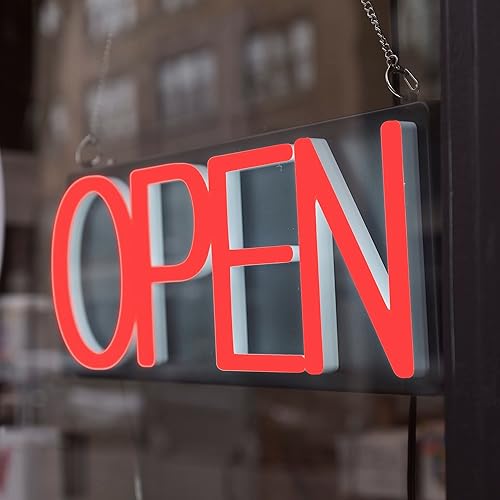 Miniatura 3 de Letrero de apertura LED de neón de 20 x 7 pulgadas con control remoto, letrero de apertura con luz eléctrica para tienda de negocios, con cadena