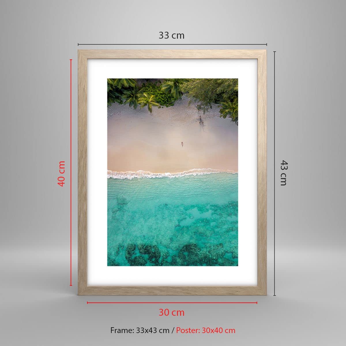 Poster da Parete Playa Trópico Borde Póster Marco Roble Claro 30x40cm Moderno Cuadros Decorativo Decoracion Salon Dormitorio Cocina Cuadros Pared Imágenes Wall Art Prints Decor - P2NPA30x40-5000