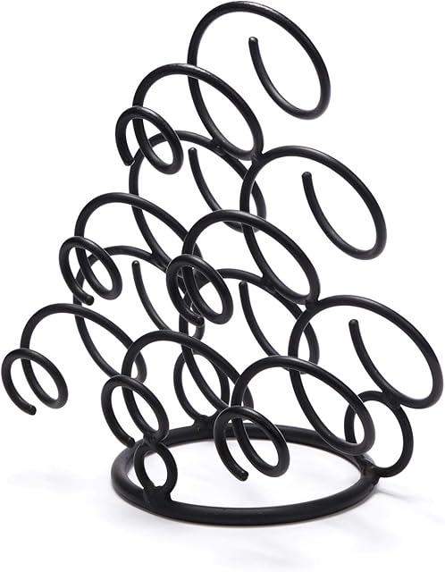 MYLO JONES Black Wrought Iron Swirl 6-Bottle Wine Rack