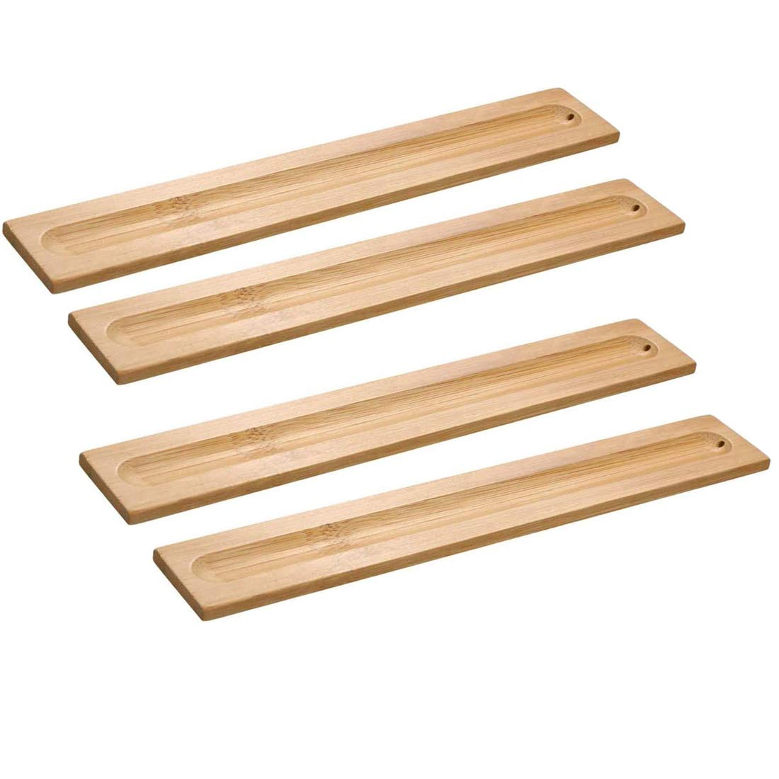luzen 4Pcs Nature Bamboo Wood Incense Holder Incense Sticks Holder Incense Burner Ash Catcher Inscent Trough Tray for Insence Sticks, 9 Inches