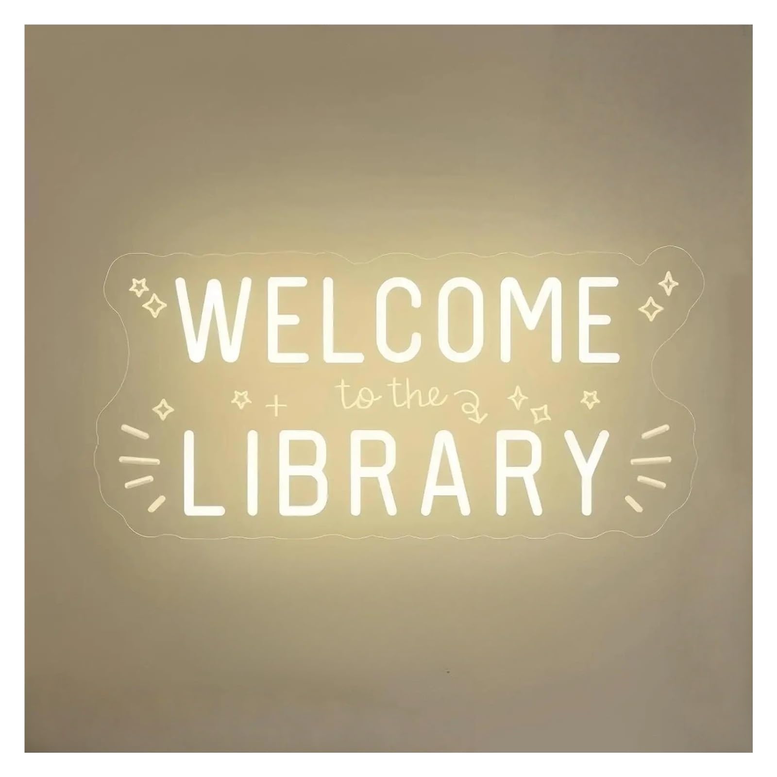RONGCH Hanging Art Neon Signs Welcome to The Library Neon Sign Dimmable LED Light for Classroom Teacher Bedroom Reading Corner Opening Party Office Decor 42cmx20.5cm
