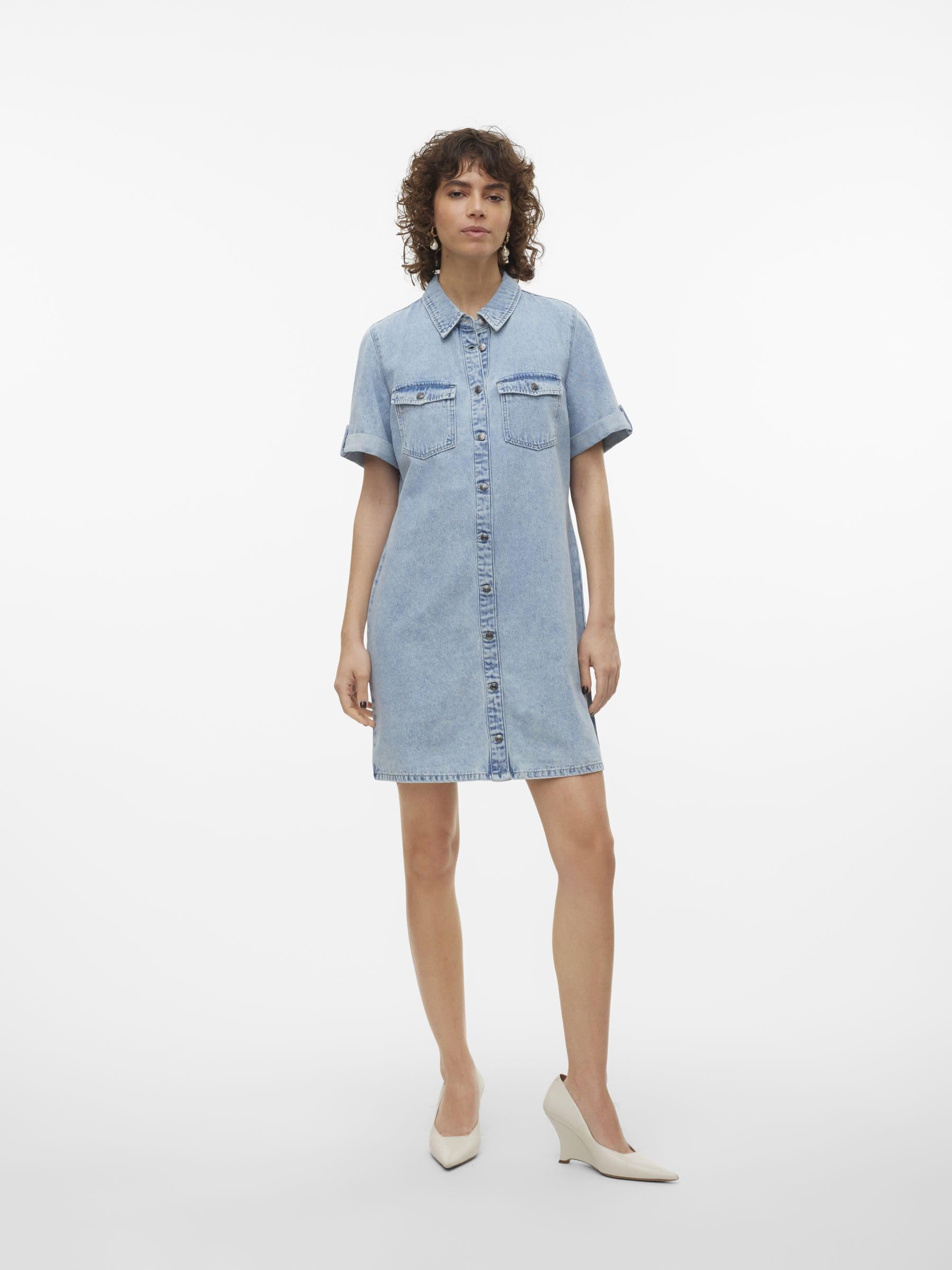 Vero Moda Vmjennie SS Short Denim Dress Mix Noos Robe Femme (Lot de 1)
