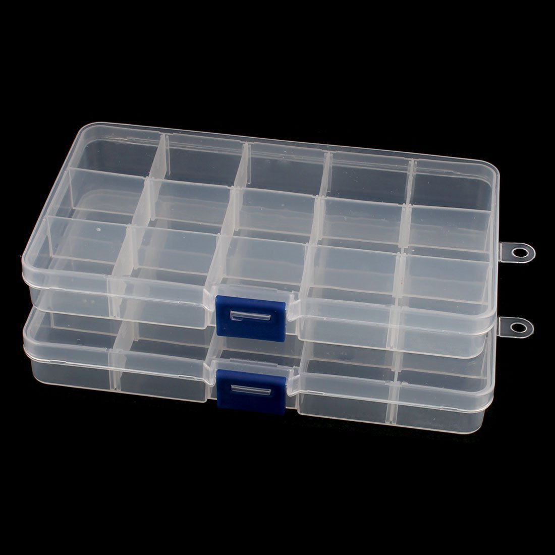 DJUNXYAN 2PCS Transparent 15 Grids Adjustable Compartment Slot Plastic Hobby Craft Storage Box Case Raft Storage Box Organizer