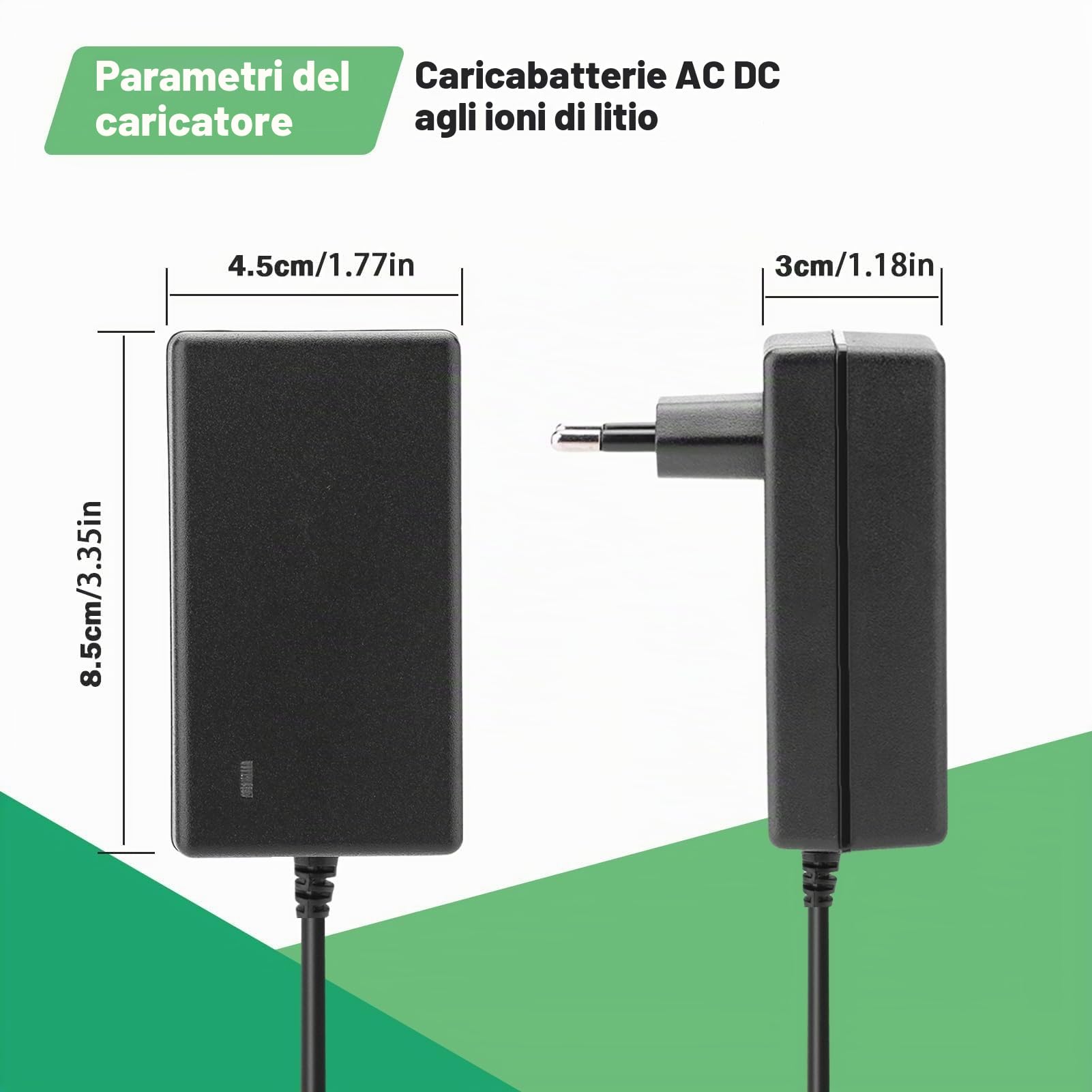 Adattatore di alimentazione a batteria agli ioni di litio, adattatore di alimentazione di ricarica di ricambio CA 100-240 V CC 21 V 2 A, caricatore adattatore professionale di protezione(EU)