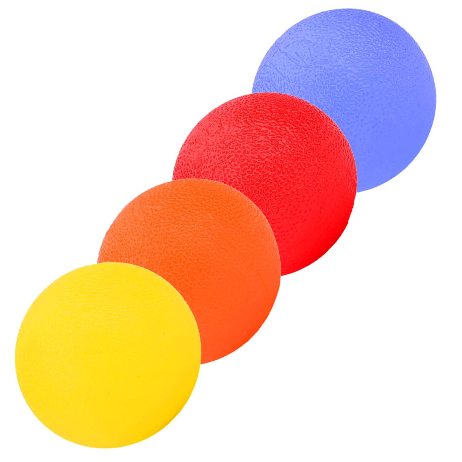 Stress Balls for Adults - Hand Exercise & Squeeze Ball Set for Anxiety Relief, Arthritis & Grip Strength | 4 Resistance Levels: Yellow (30lb), Orange (50lb), Red (80lb), Blue (100lb)