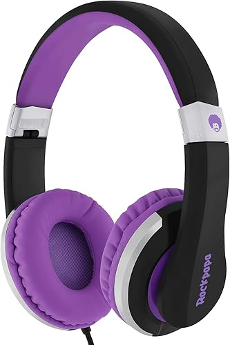 RockPapa Over Ear Cuffie Stereo Regolabili Raggruppabili con microfono per lettore MP3 MP4 CD DVD iPod iPhone iPad PC SmartPhones Nero Viola RockPapa Over Ear Cuffie Stereo Regolabili Raggruppabili con microfono per lettore MP3 MP4 CD DVD iPod iPhone iPad PC SmartPhones Nero Viola