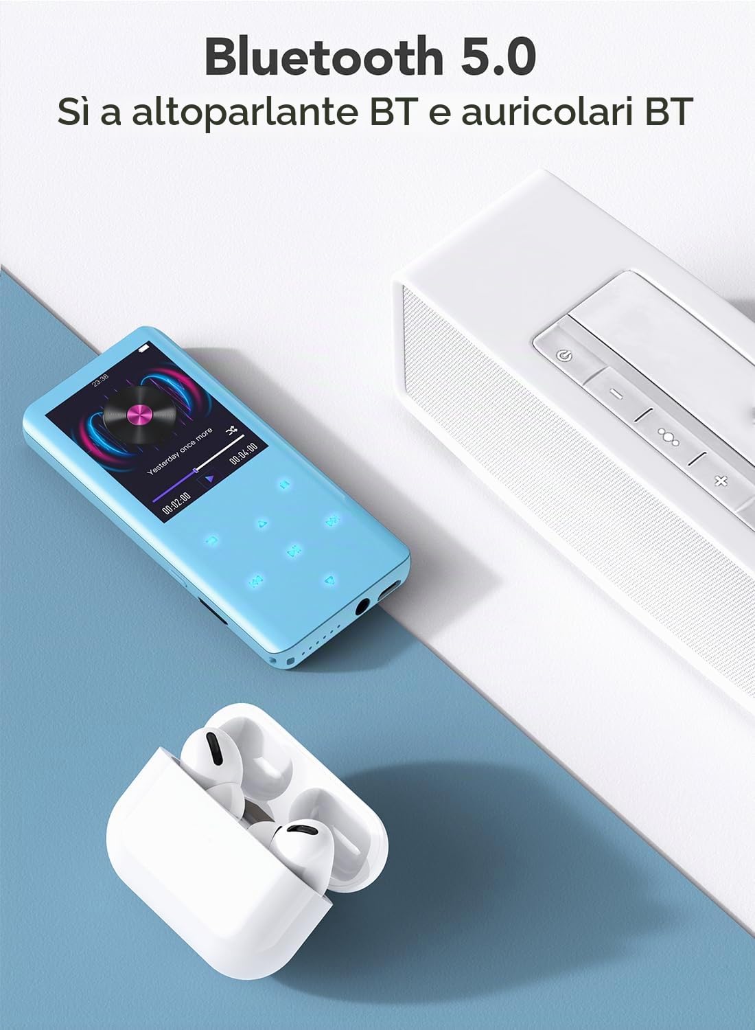 AGPTEK Lettore MP3 Bluetooth 5.3 MP3 Running Sport 32GB con Schermo 2,4"