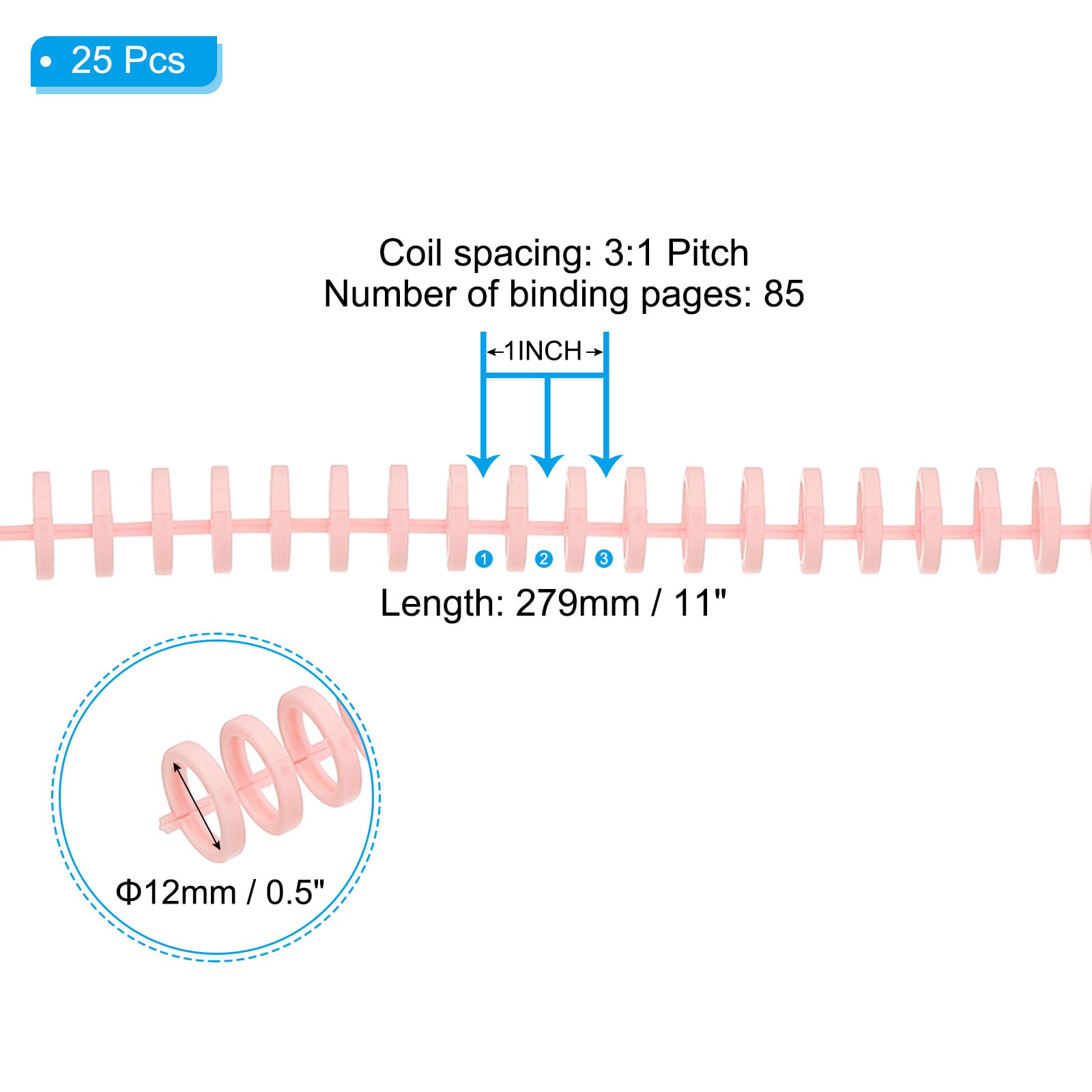 PATIKIL 12mm(1/2") Plastic Spiral Binding Coils - Image 2