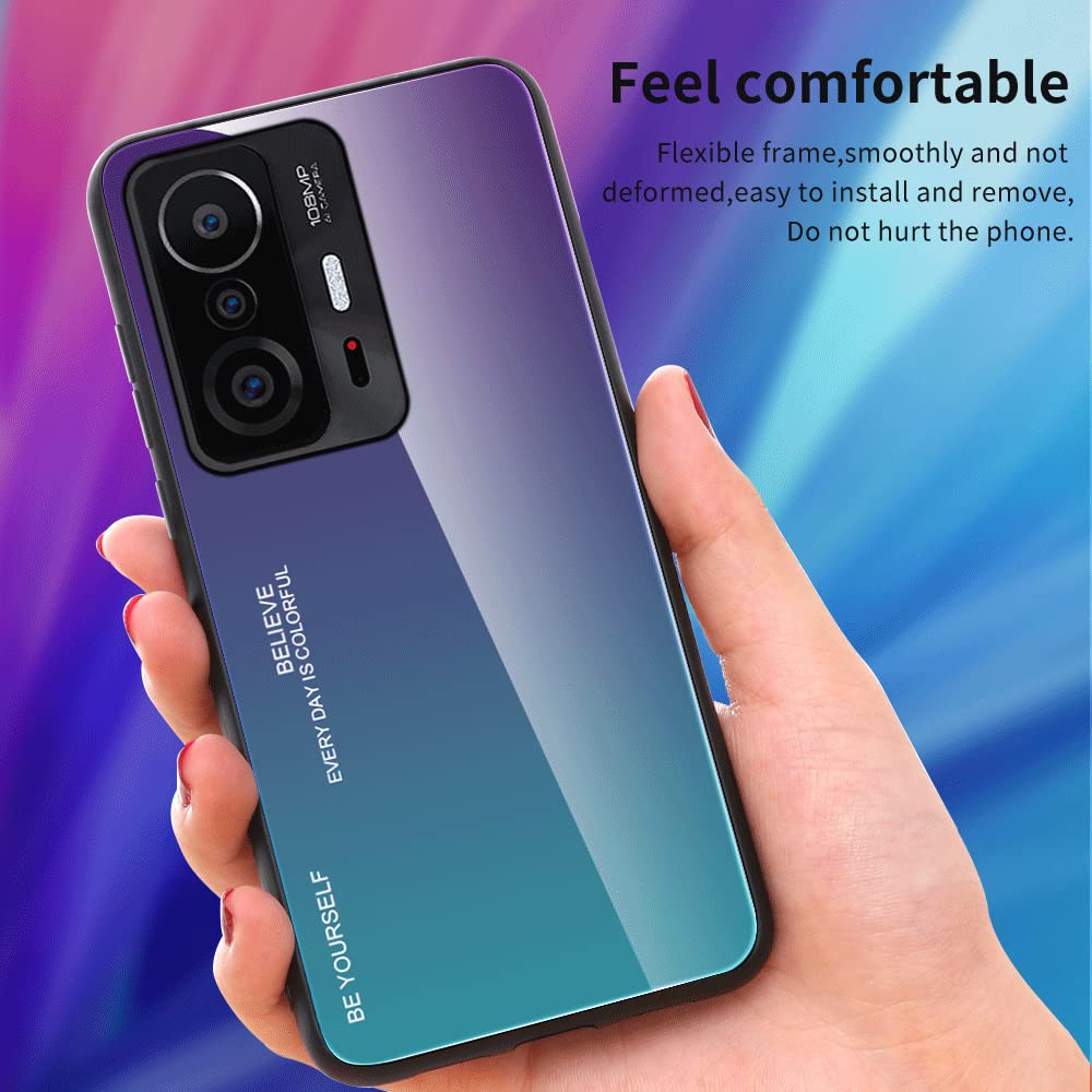 WEIOU Cover Per Xiaomi Mi 11T / 11T Pro – Custodia Sottile Con Retro In Vetro Temperato 9H Sfumato - 2