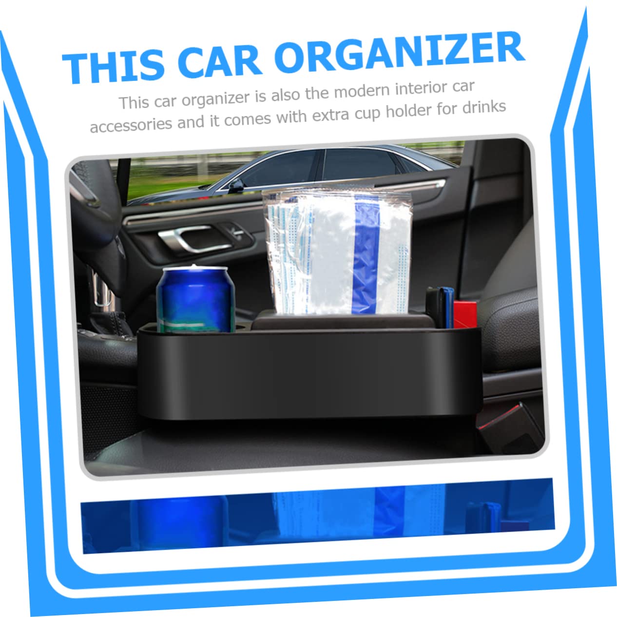 Cabilock 2piezas Portavasos Diseño Especial Organizador Asiento Coche Caja Ranuras Asiento Vehículo
