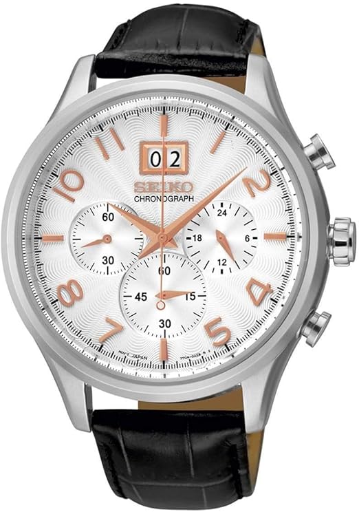 Amazon.com: Seiko SPC087P1 Men's Silver Dial Chronograph Black Leather  Watch : Clothing, Shoes \u0026 Jewelry