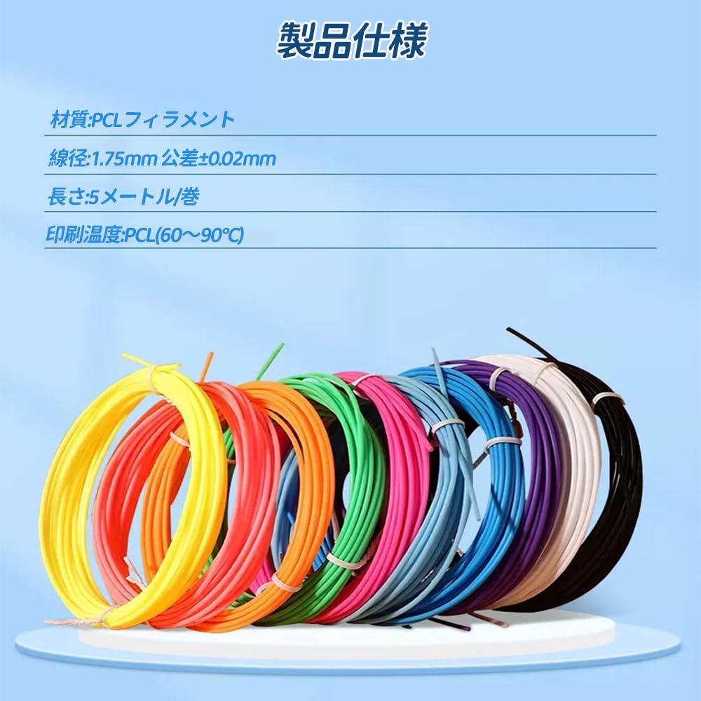 Amazon.co.jp: 3Dペン用 PCLフィラメント 1.75mm 10色 15個セット 各色