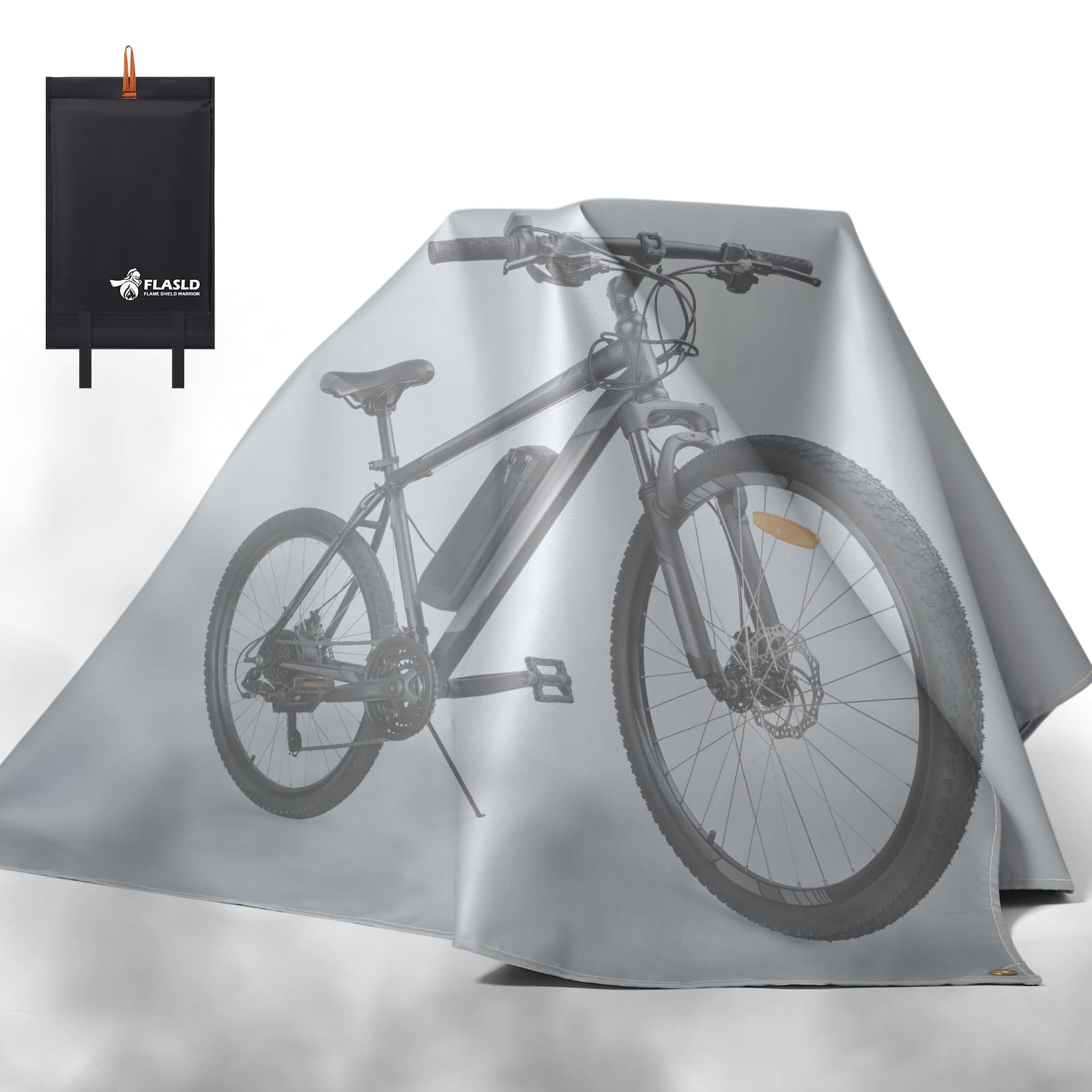 FLASLD Copertura per batteria al litio ignifuga, il modo più semplice e veloce per isolare e spegnere piccoli incendi, coperta antincendio per scooter elettrico e bici elettrica (201 x 201 cm, grigio)