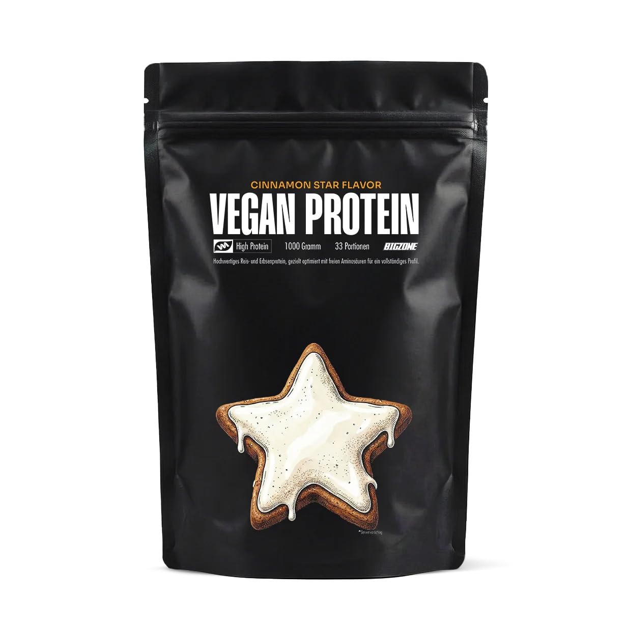 Big Zone Vegan Protein - 1000g | Erbsenprotein (70%) + Reisprotein (20%) | Vegan Eiweissshake Eiweiss (Zimtstern)