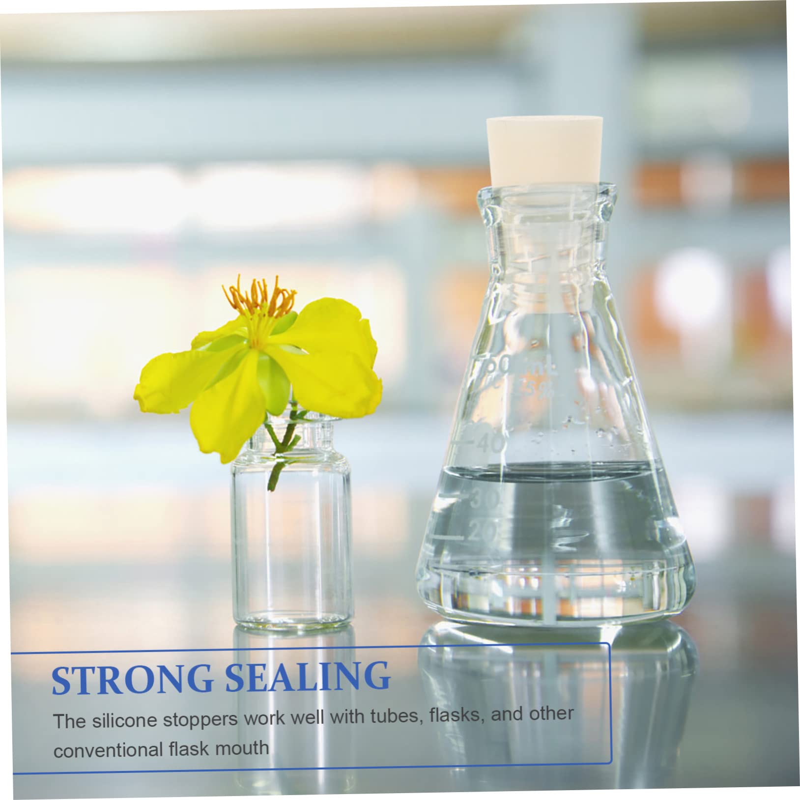 NAMOARLY Glass Test Tube Corks Silicone Stoppers 10pcs Sealing Plugs for Flask Bottles