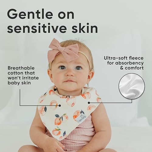 Miniatura 235 de Copper Pearl Paquete de 4 baberos de algodón suave para babeo y dentición, baberos absorbentes para bebés niñas y niños, ajustables para adaptarse a