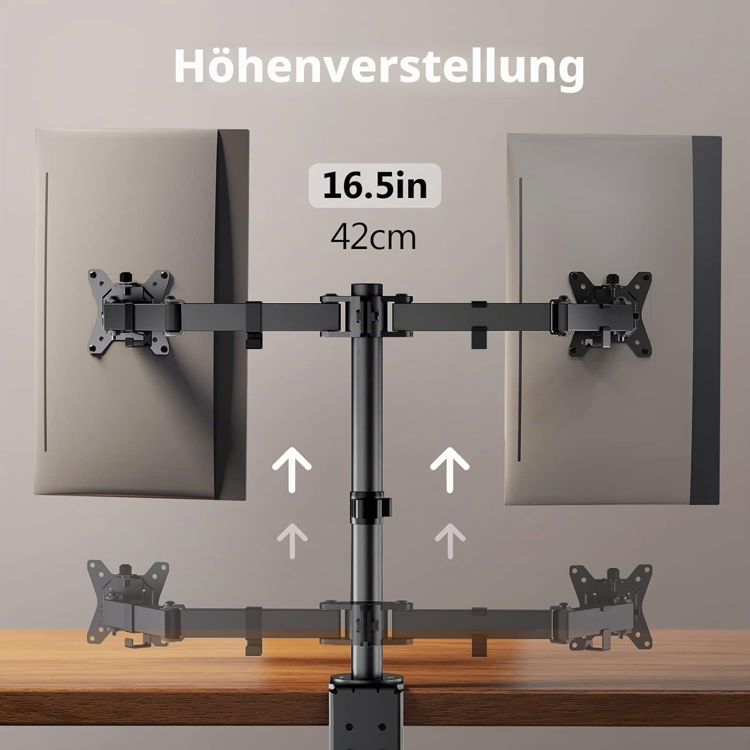 ErGear Monitor Halterung 2 Monitore für 13-32 Zoll Bildschirm, Bildschirmhalterung 2 Monitore Höhenverstellbar Neigbar Schwenkbar Drehungbar, VESA 75/100