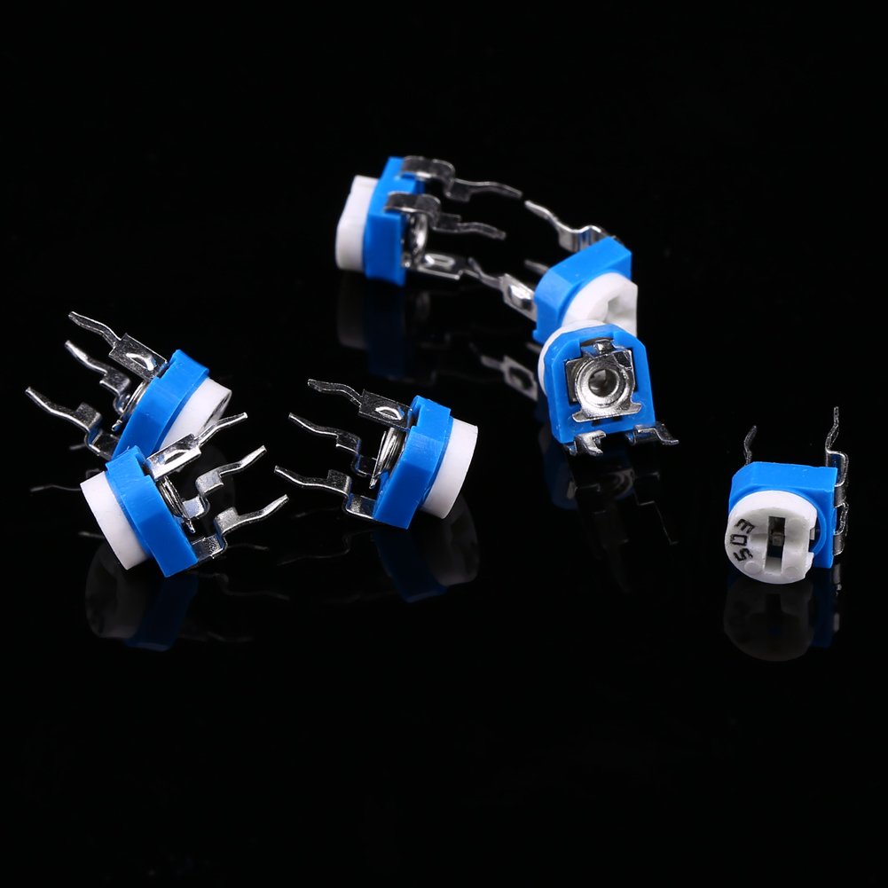 100 Pieces 10 Values 500 Ohm-1M Ohm Film Variable Resistance Potentiometer Rheostat Trimpot Assortment