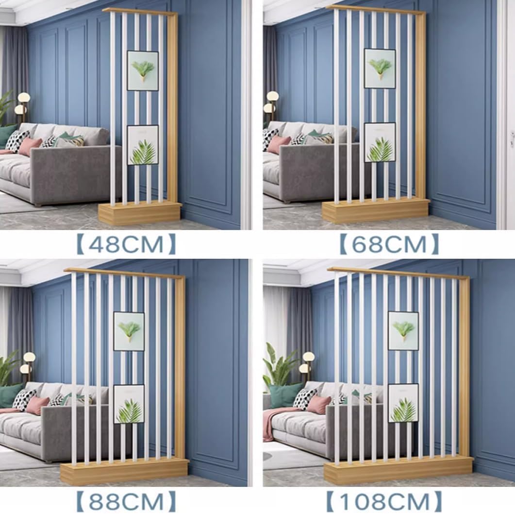 Elegant Wood Room Divider Screen, Freestanding Privacy Display Shelf & Storage Rack, Space-Saving Wall Divider for Home, Office & Studio (White & Black, 18.8"x9.8"x79.5")
